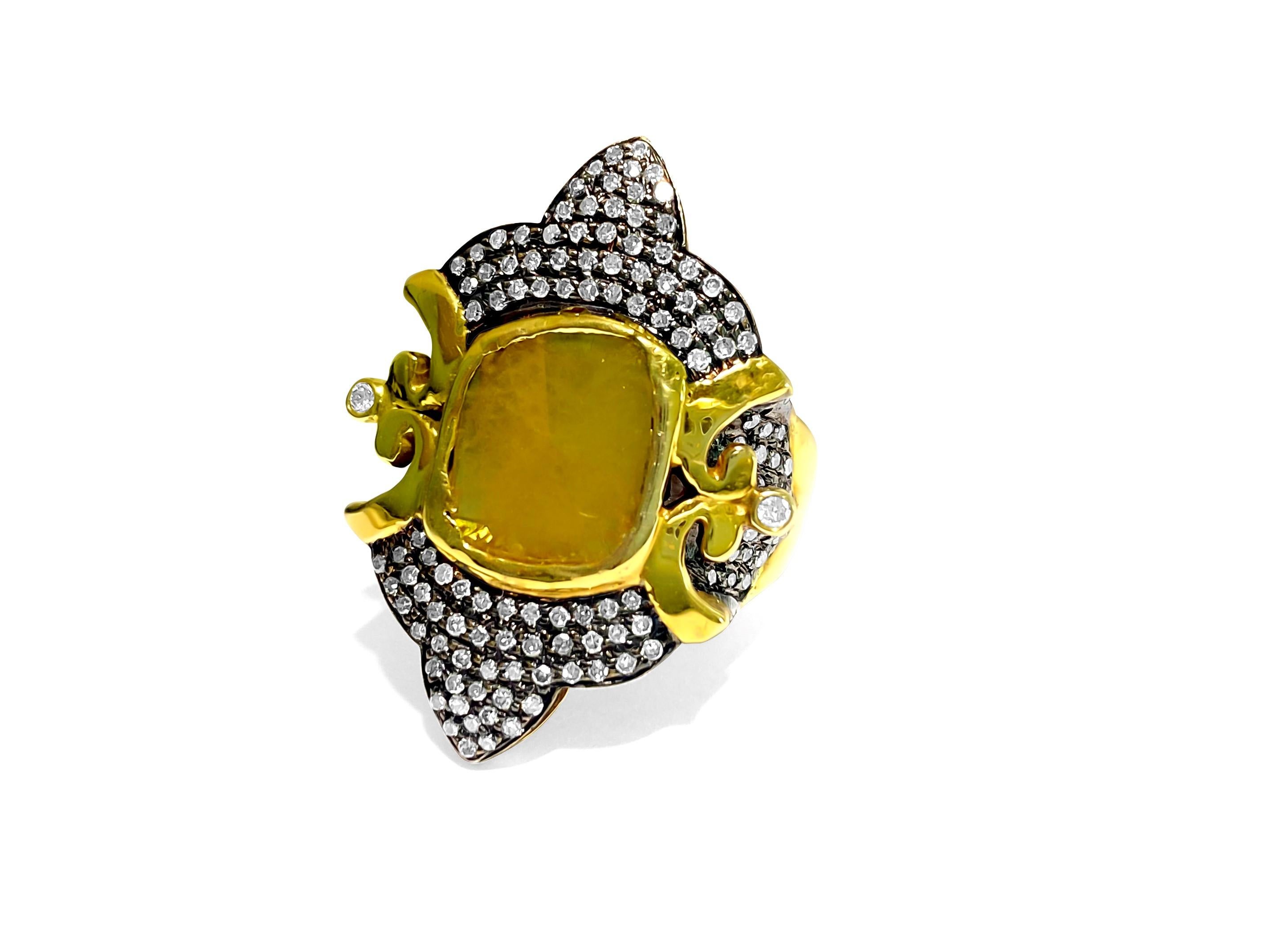Edwardian 14K yellow and black gold, 3.25CT Antquie Diamond Ring For Sale
