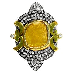 14K Gelb- und Schwarzgold, 3.25CT Antquie Diamond Ring