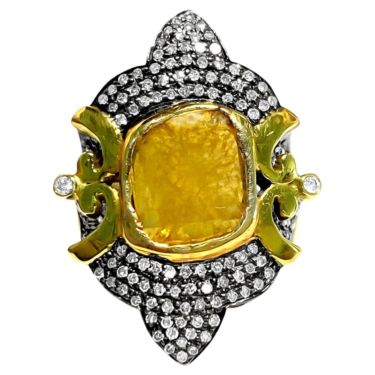 14K yellow and black gold, 3.25CT Antquie Diamond Ring