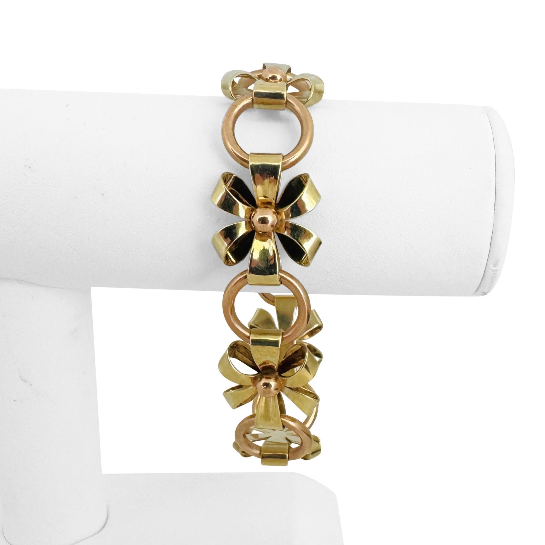 14k Gelb und Rose Gold 44.7g Damen zwei Ton Fancy Link Armband 8,5