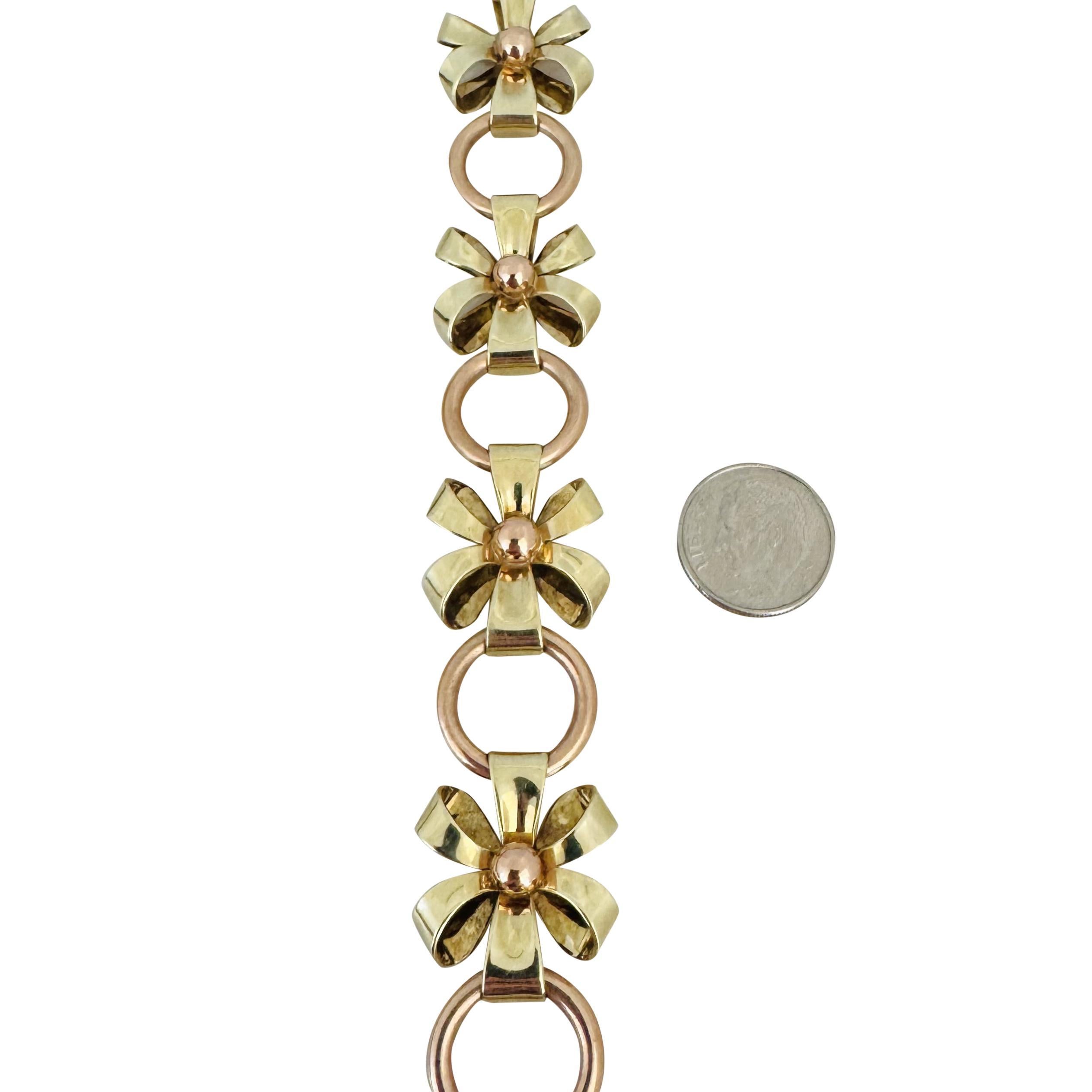 14k Gelb und Rose Gold 44.7g Damen zwei Ton Fancy Link Armband 8,5