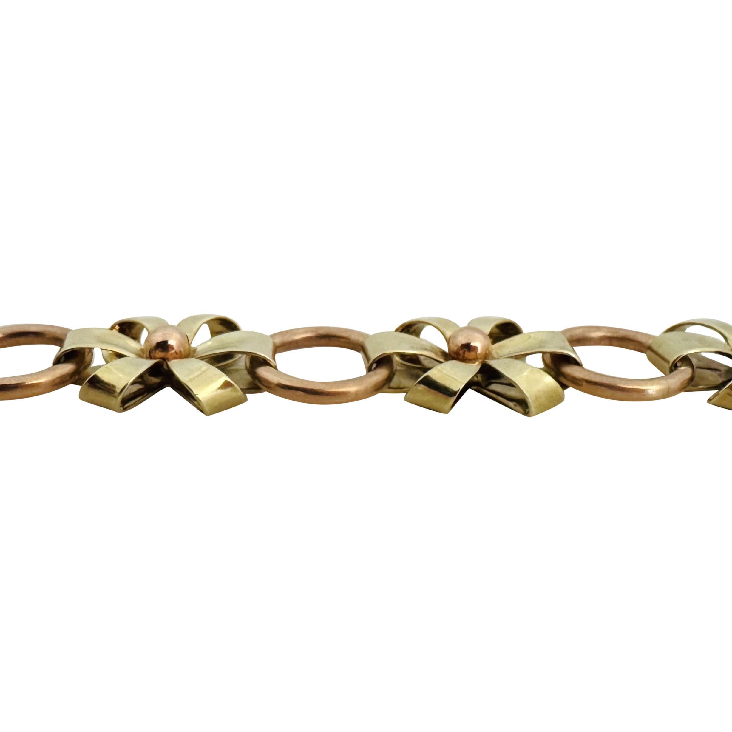 14k Gelb und Rose Gold 44.7g Damen zwei Ton Fancy Link Armband 8,5