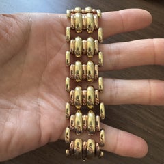 14k Yellow and Rose Gold 46.6g Retro Two Tone Fancy Link Bracelet 7.25"