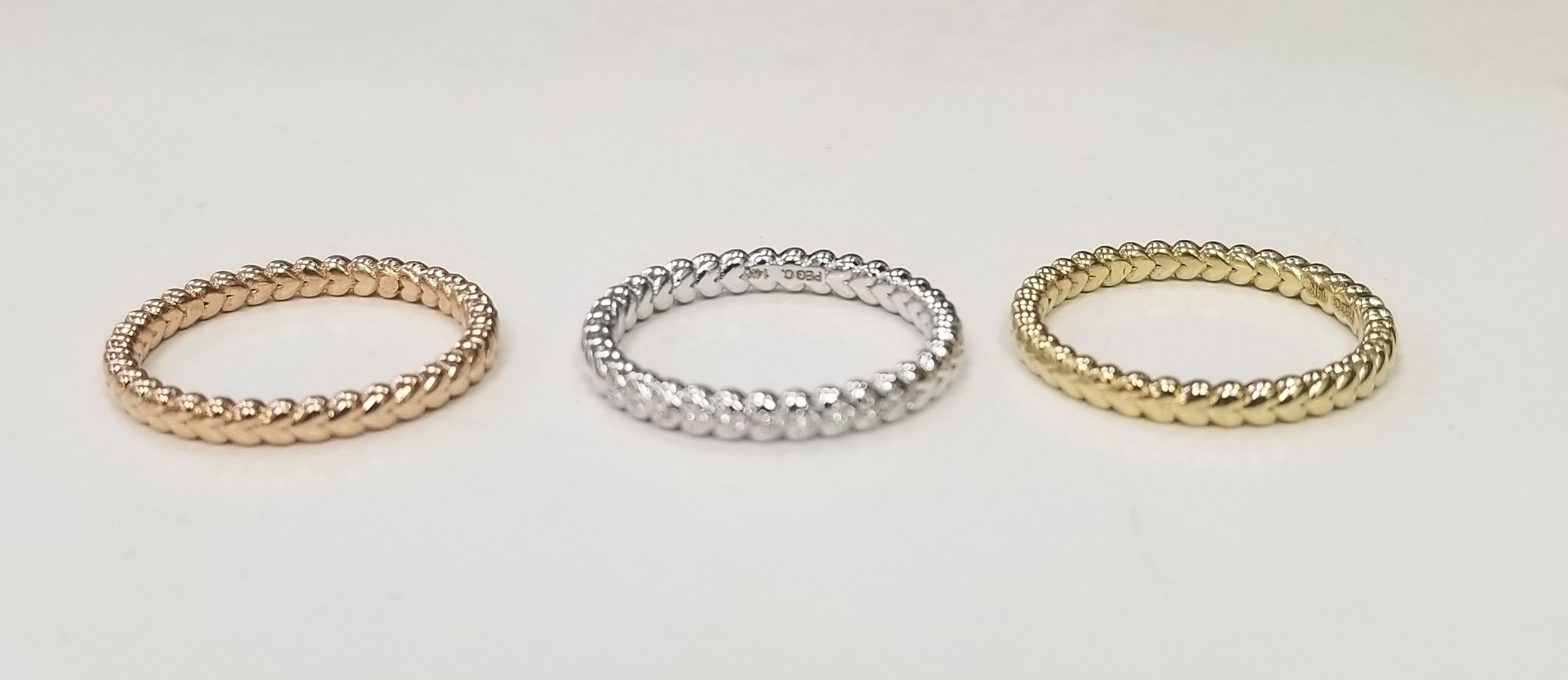 Round Cut 14k Yellow and Rose, White Gold Stackable 