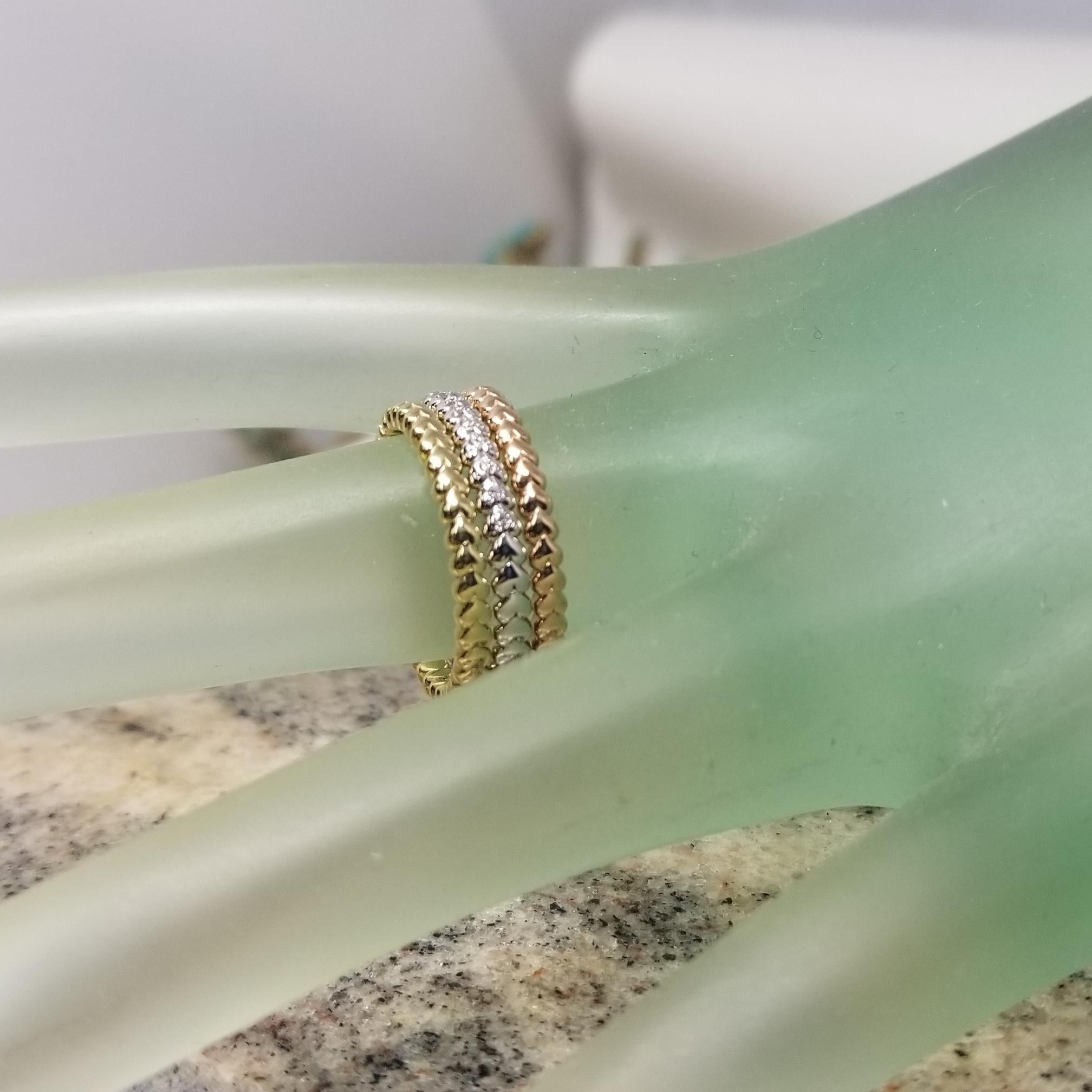 14k Yellow and Rose, White Gold Stackable 