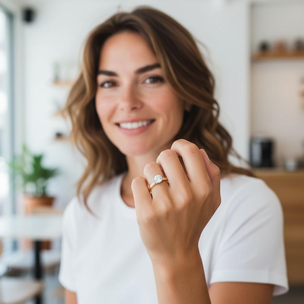 Symbole intemporel d'amour et d'élégance, cette bague de fiançailles solitaire en diamant est magnifiquement réalisée en or jaune et blanc 14K. En son centre se trouve un diamant étincelant de 0,50 carat, mis en valeur dans un design solitaire