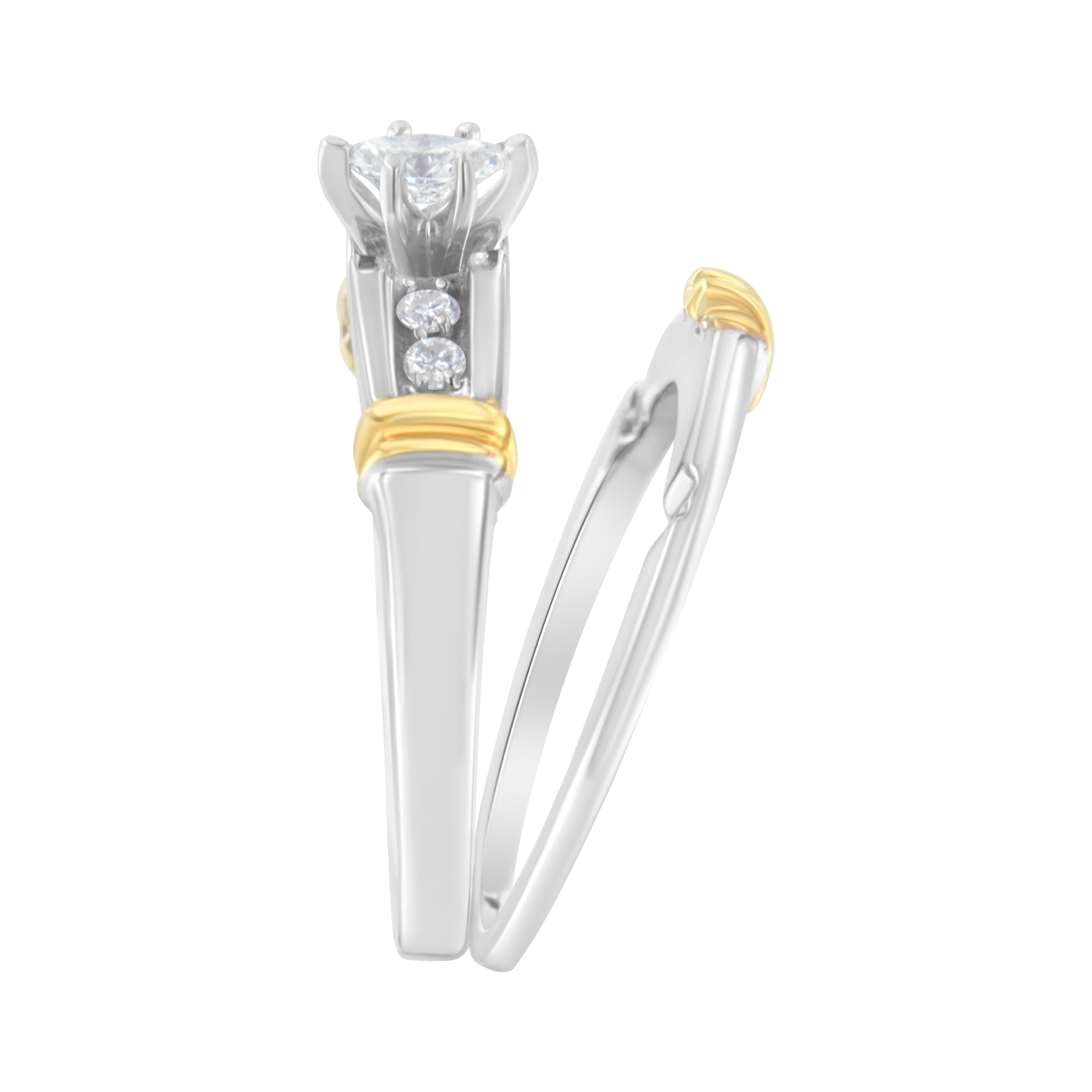 14K Gelb- und Weißgold 1/3 Cttw Marquise Diamant Cocktail Verlobungsring Set (Marquiseschliff) im Angebot