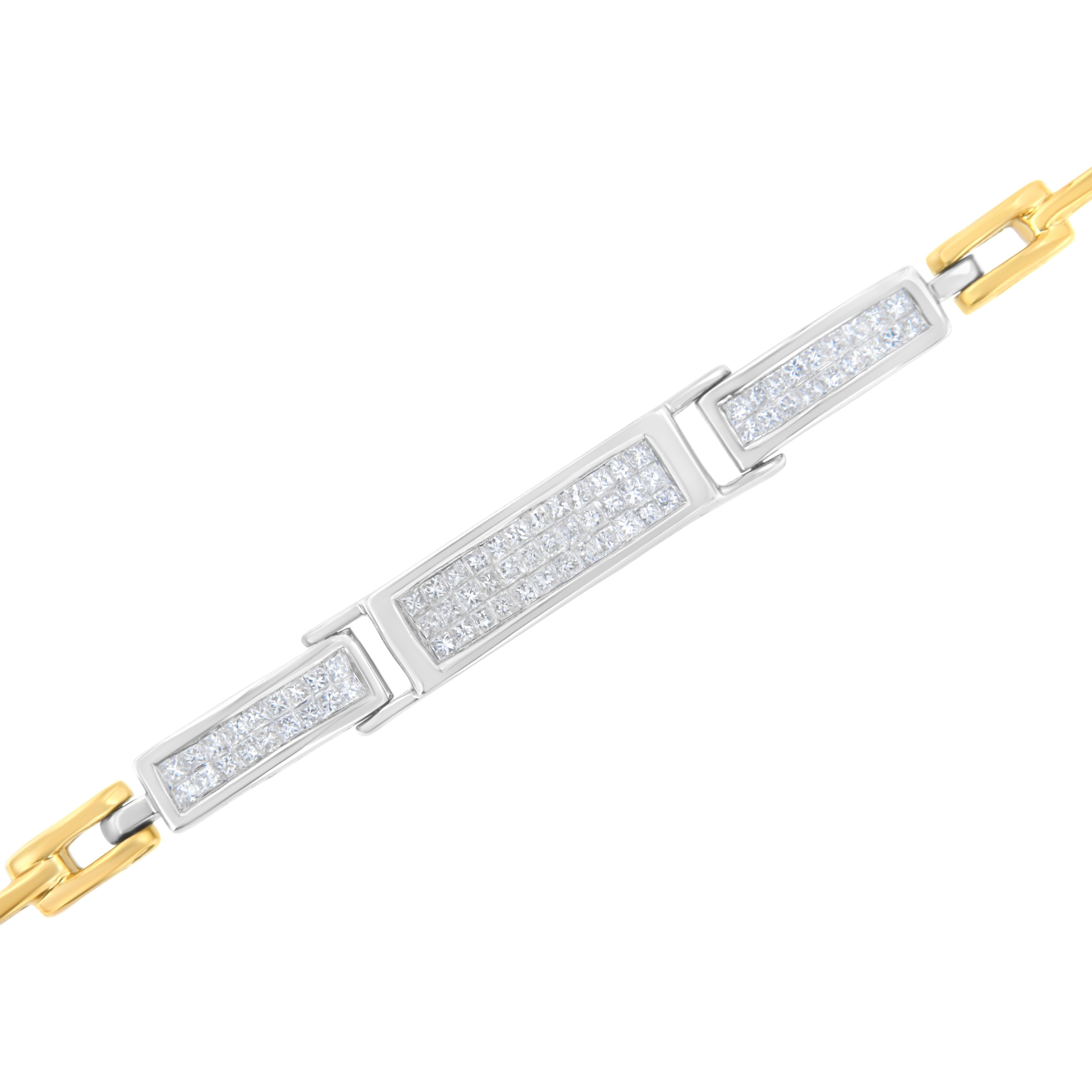 Contemporain Bracelet tennis en or jaune et blanc 14 carats avec diamants de 1,0 carat en vente