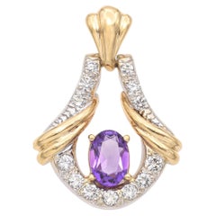 Oro amarillo y blanco de 14 quilates 1,22 ct. Colgante de amatista y diamante