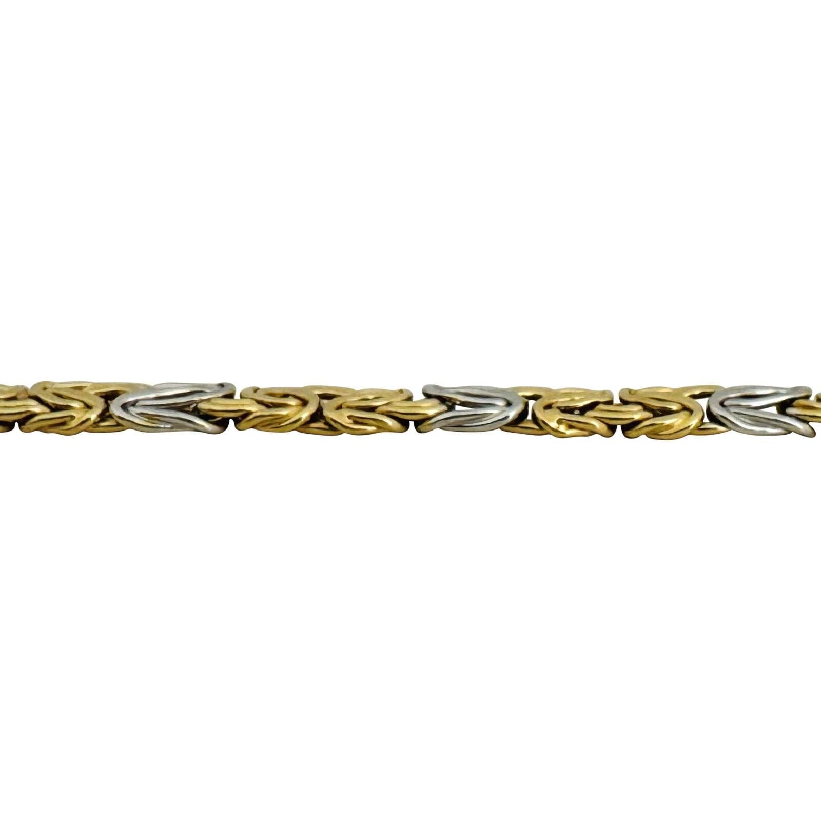14k Yellow and White Gold 12.5g Two Tone 9mm Byzantine Link Bracelet Italy 7.5