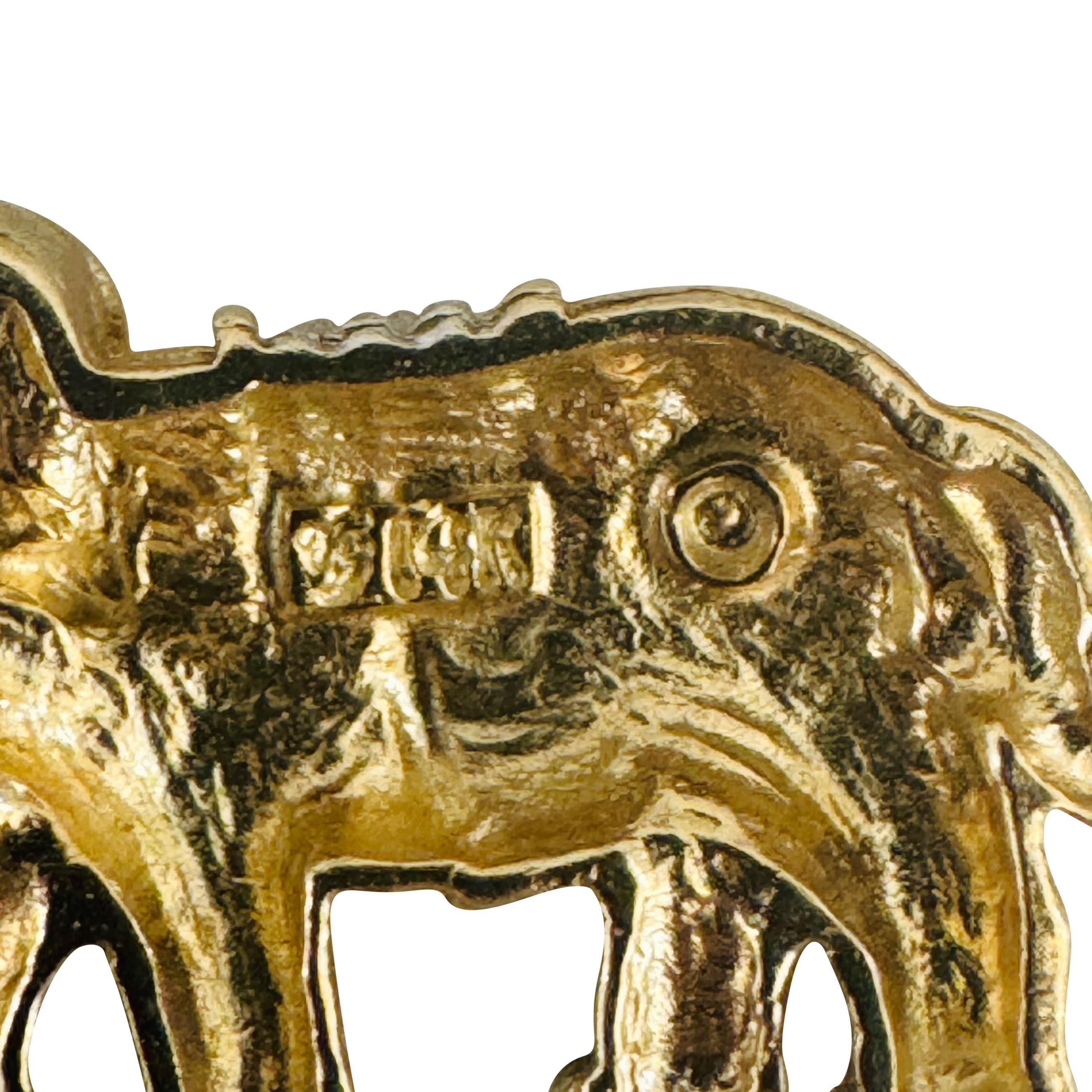 14k Gelb- und Weißgold 13,6g Zwei-Ton-Elefant Link Armband 7,5