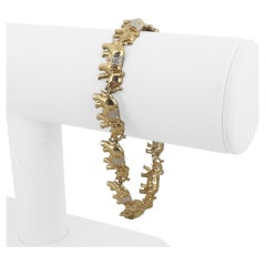 14k Gelb- und Weißgold 13,6g Zwei-Ton-Elefant Link Armband 7,5"