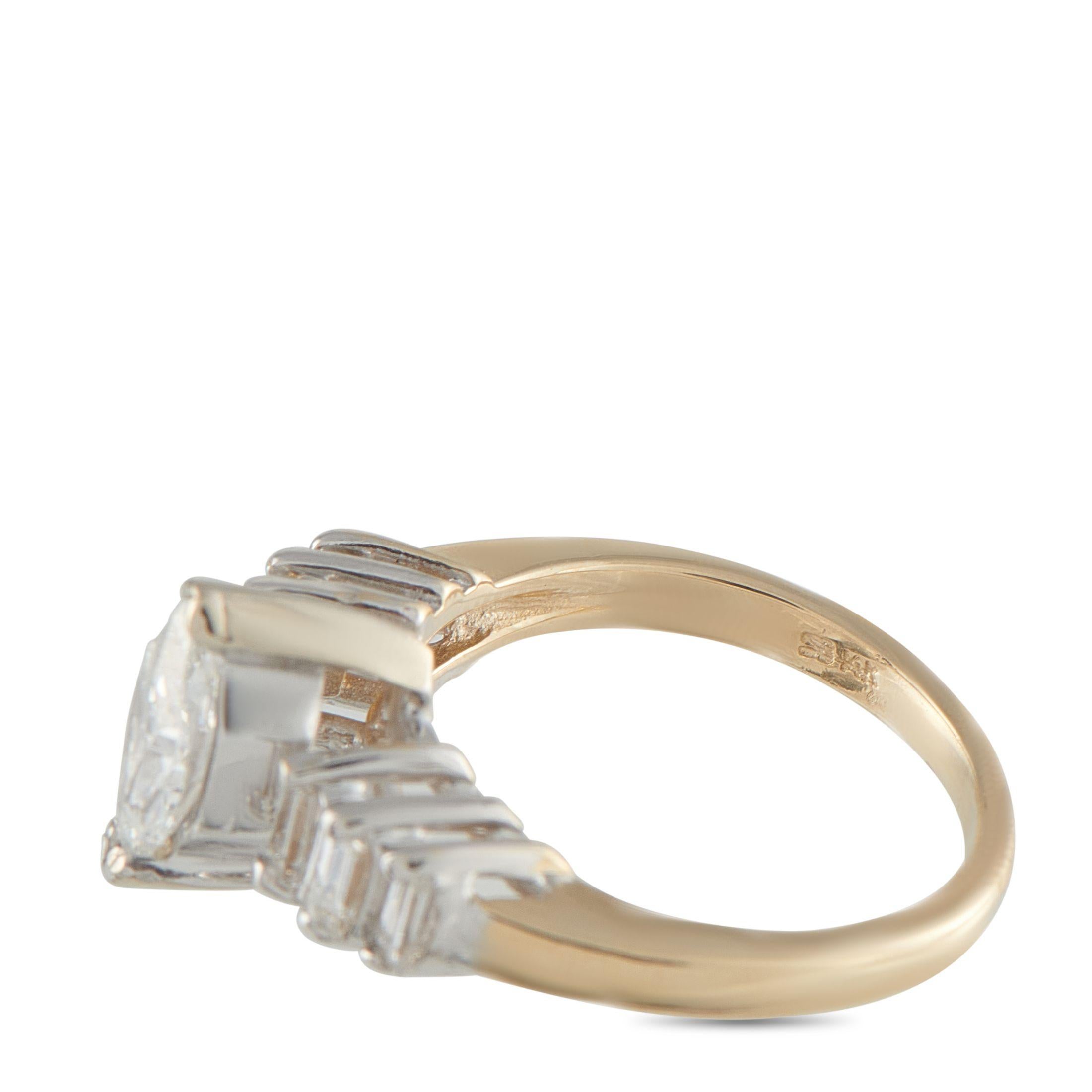Bague en or jaune et blanc 14K avec 1,46ct de diamant MF13-072325 Excellent état - En vente à Southampton, PA