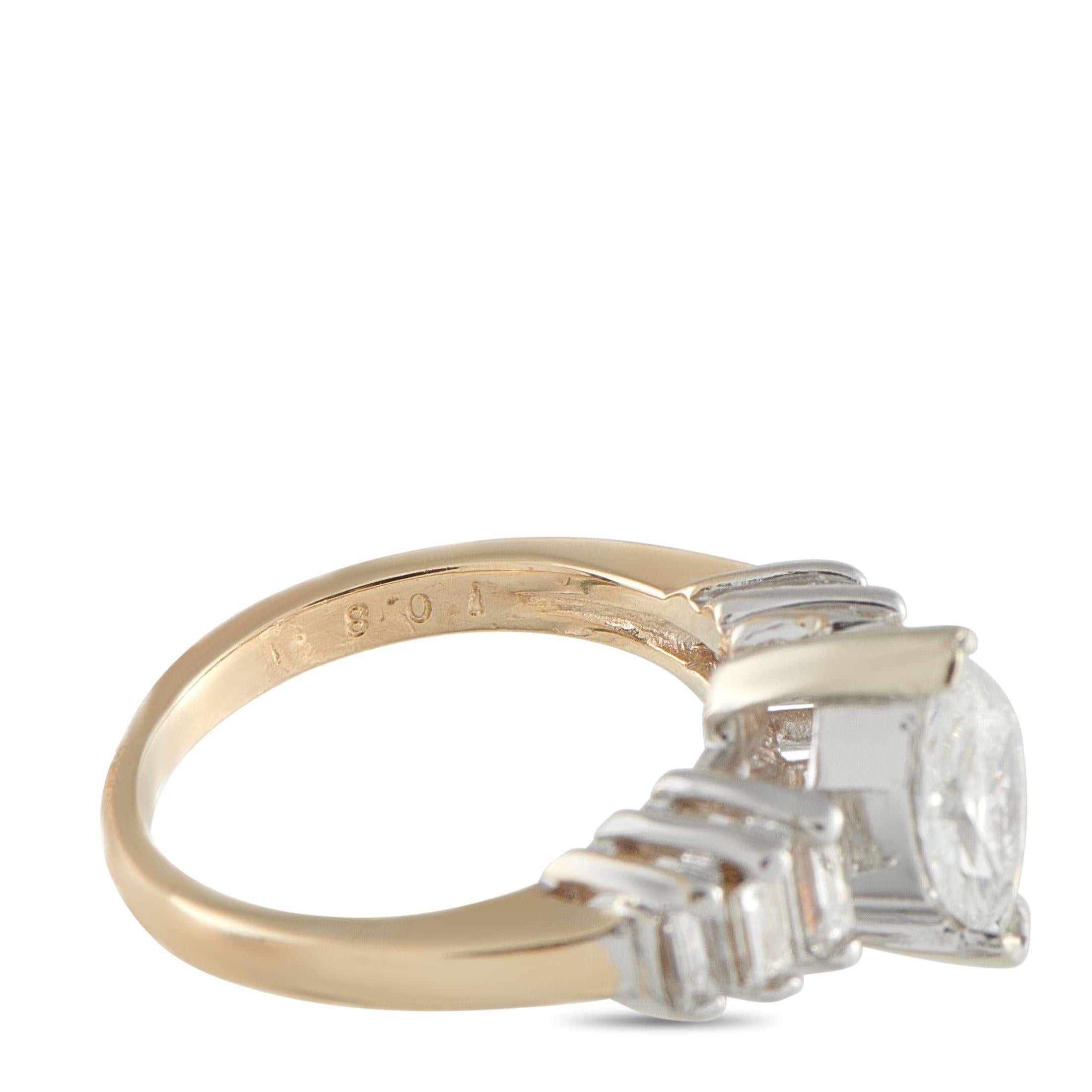 Bague en or jaune et blanc 14K avec 1,46ct de diamant MF13-072325 Pour femmes en vente
