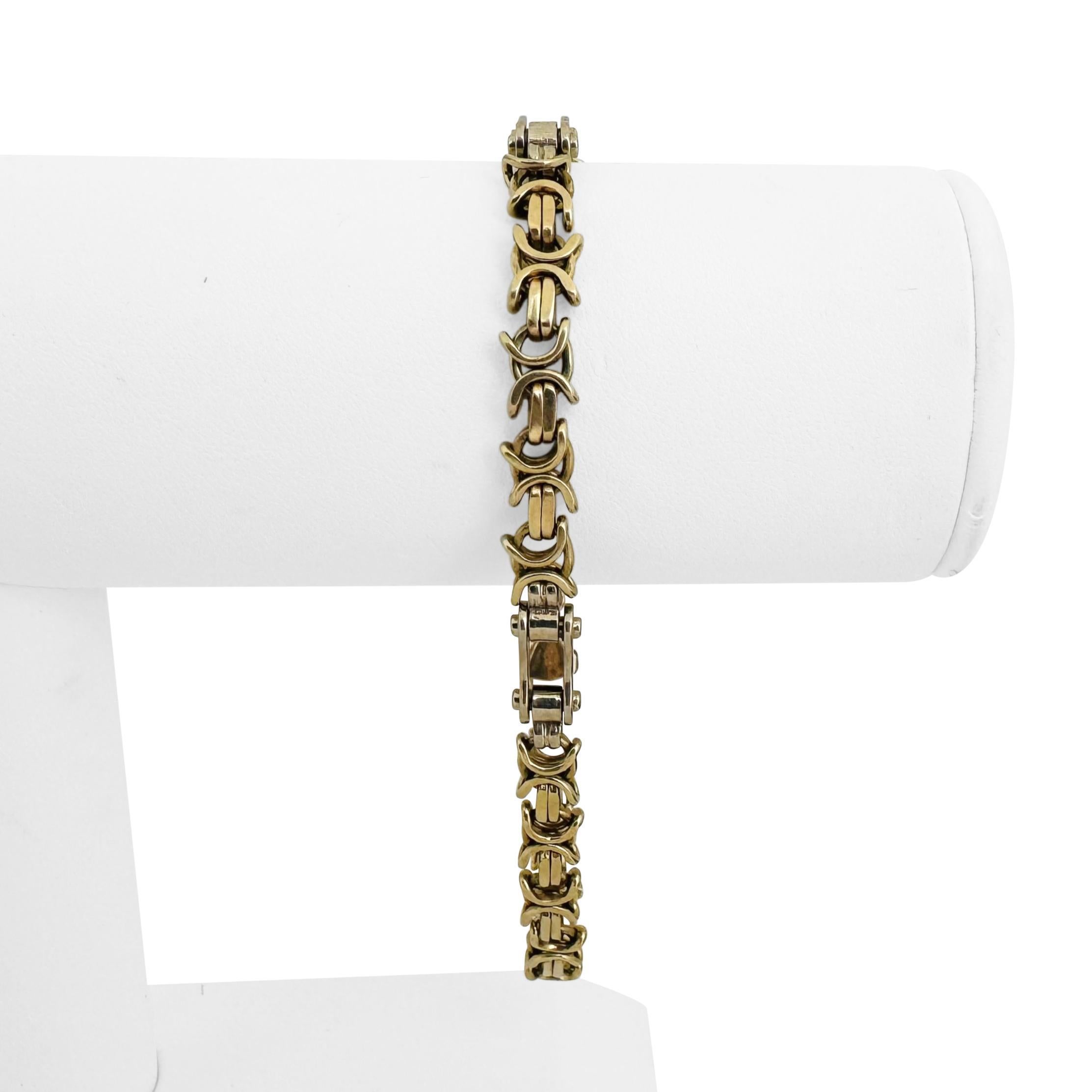 14k Yellow and White Gold 18.3g Solid Two Tone Fancy Link Bracelet Italy 8.25