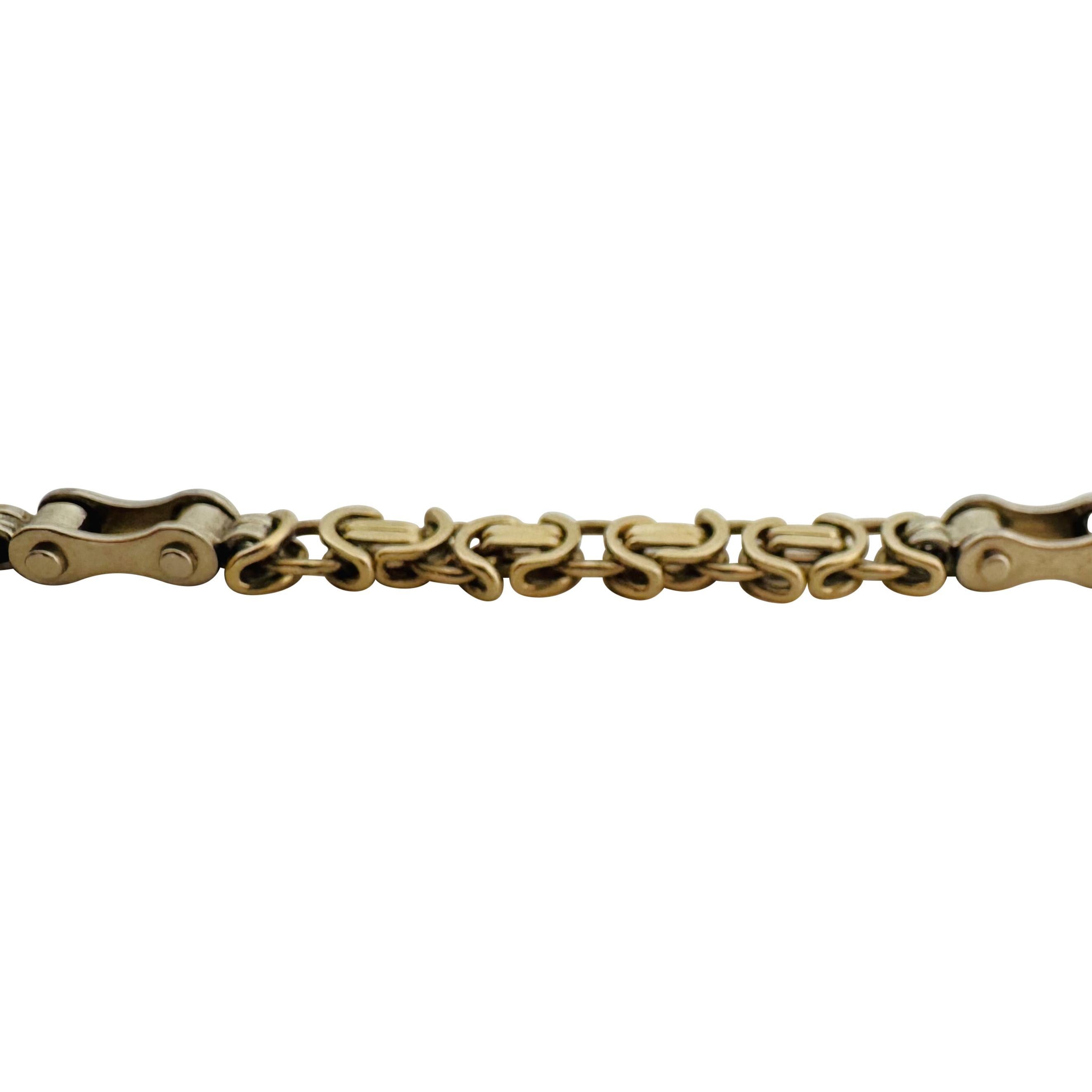 Women's 14k Yellow and White Gold 18.3g Solid Two Tone Fancy Link Bracelet Italy 8.25