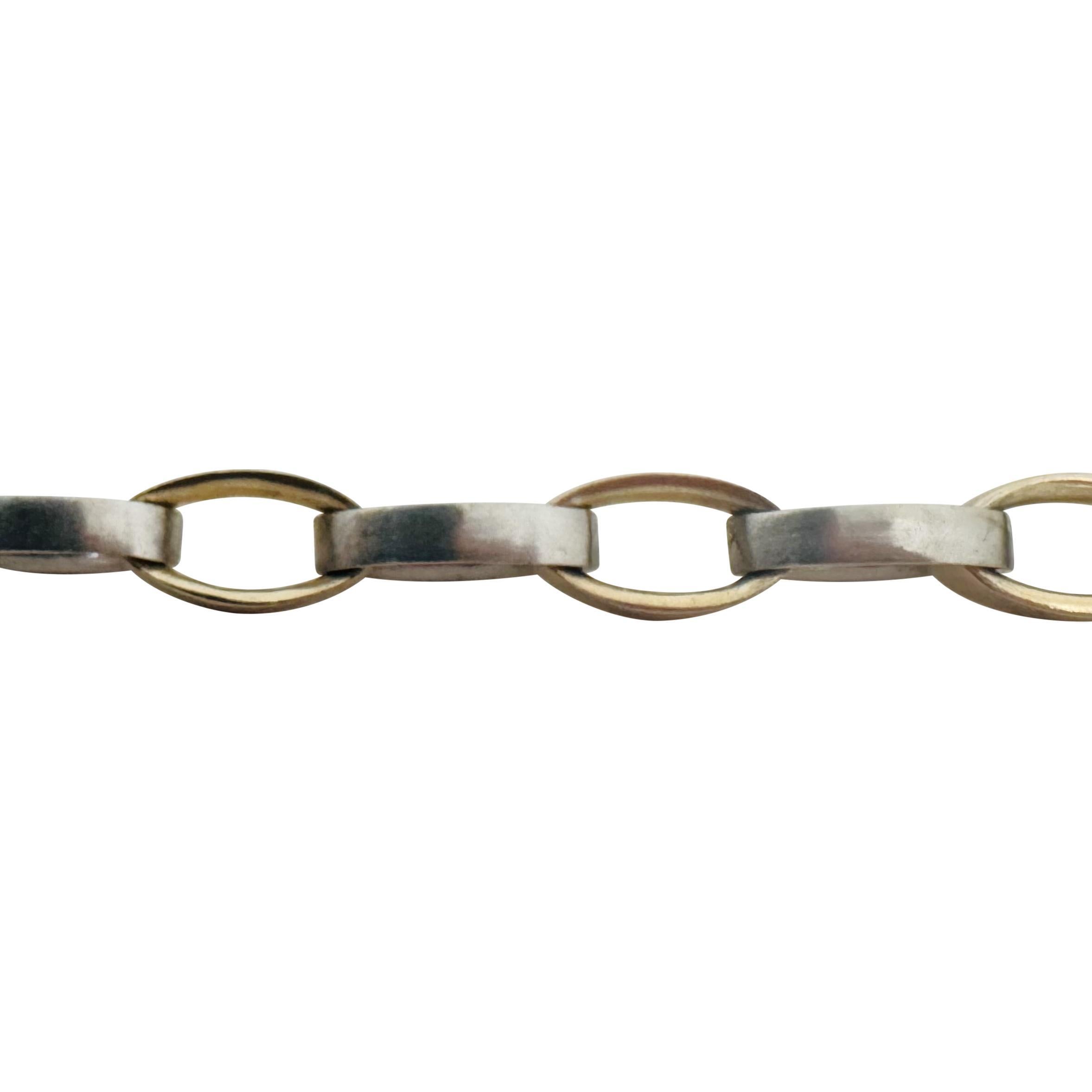 Women's 14k Yellow and White Gold 18.9g Solid Two Tone 7mm Oval Cable Link Bracelet 7.5