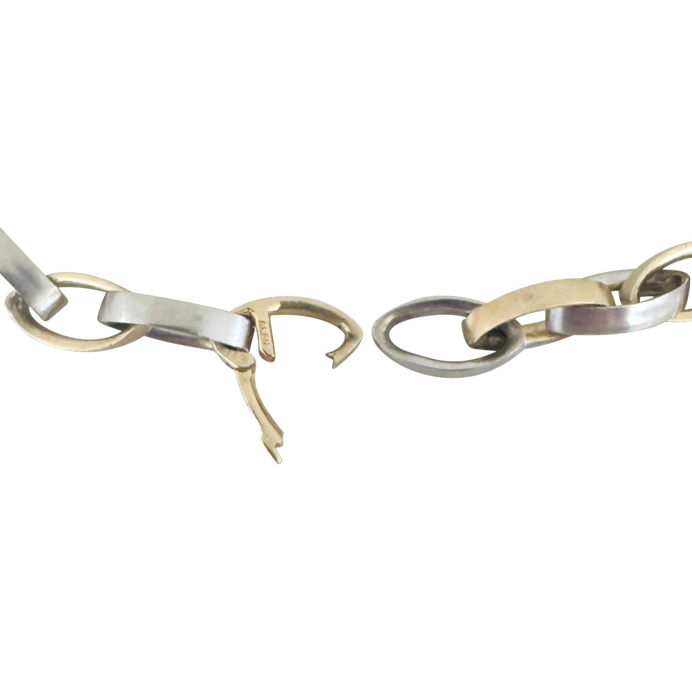 14k Yellow and White Gold 18.9g Solid Two Tone 7mm Oval Cable Link Bracelet 7.5
