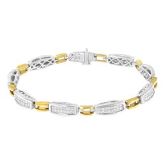 14K Yellow and White Gold 2.0 Carat Channel-Set Diamond X-Link Bracelet