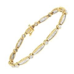 14K Yellow and White Gold 2.0 Cttw Diamond Bezel and Tapered Link Bracelet