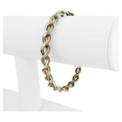 14k Yellow and White Gold 20g Two Tone 6mm Braided Flex Bangle Bracelet 7"