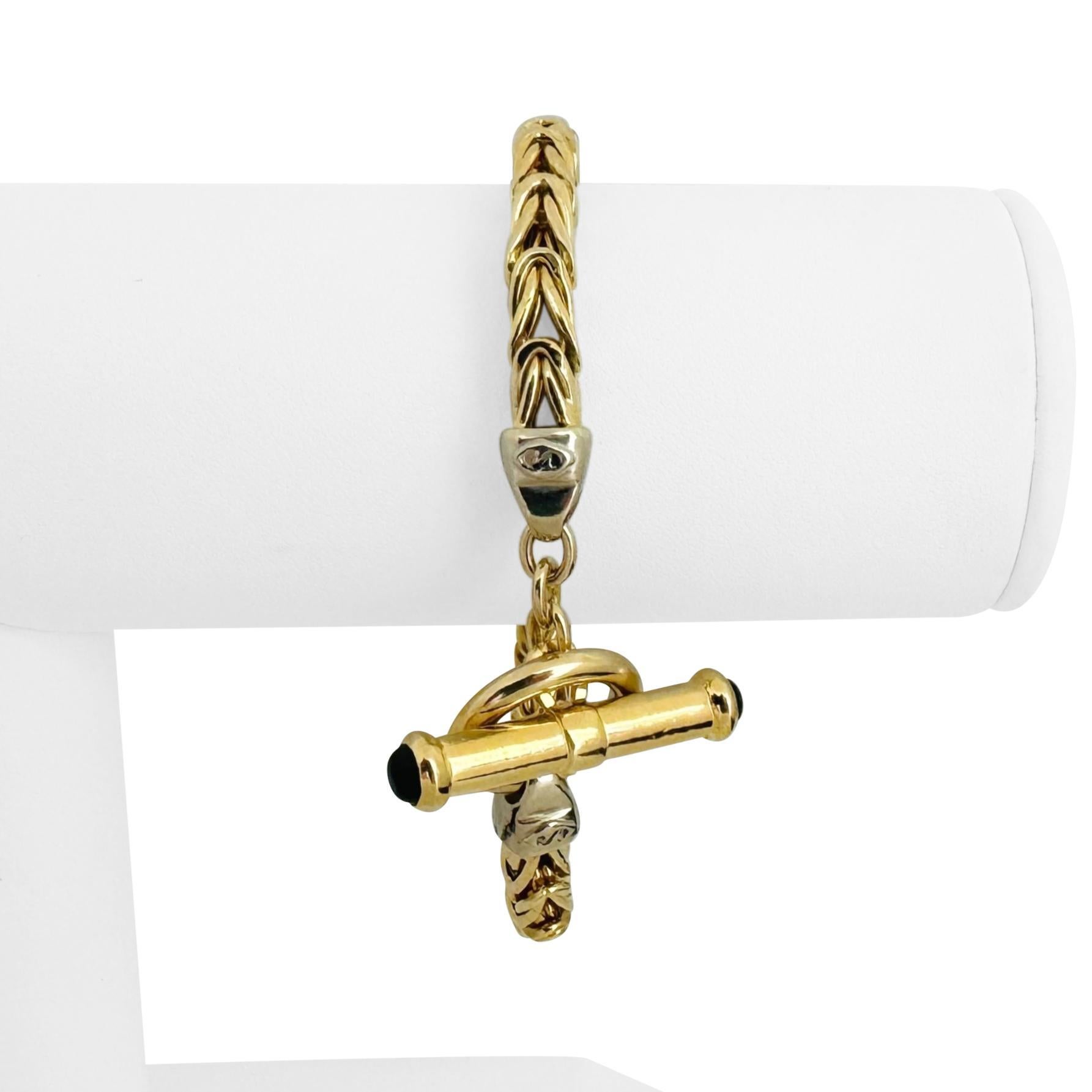 14k Gelb- und Weißgold 22,3g Fancy Link Toggle Armband 8