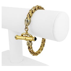 14k Gelb- und Weißgold 22,3g Fancy Link Toggle Armband 8"