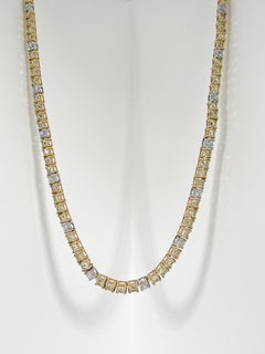 14K Yellow and White Gold 25.07 CTW Diamond Graduated Riviere Necklace
