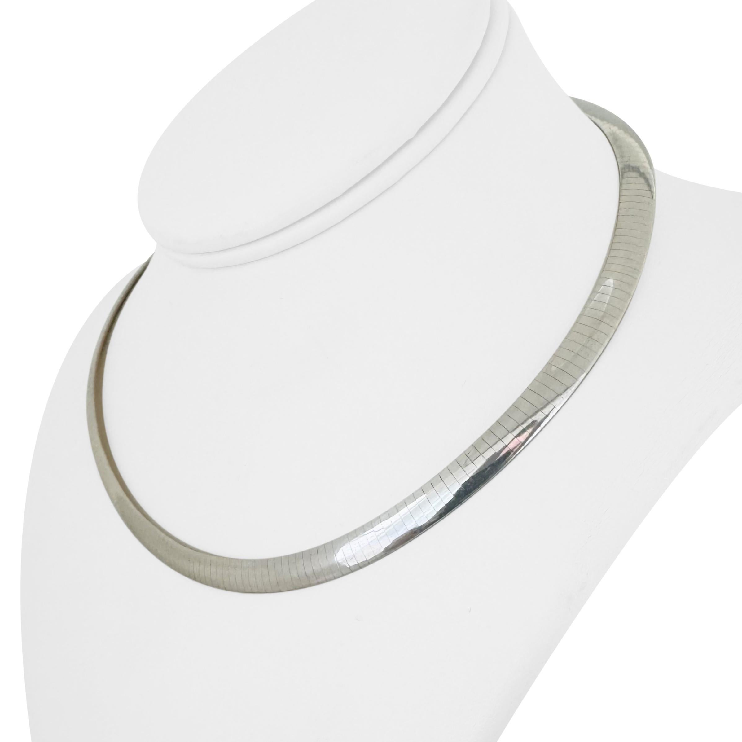 Women's 14k Yellow and White Gold 30g Reversible Solid 6mm Omega Necklace Italy 16