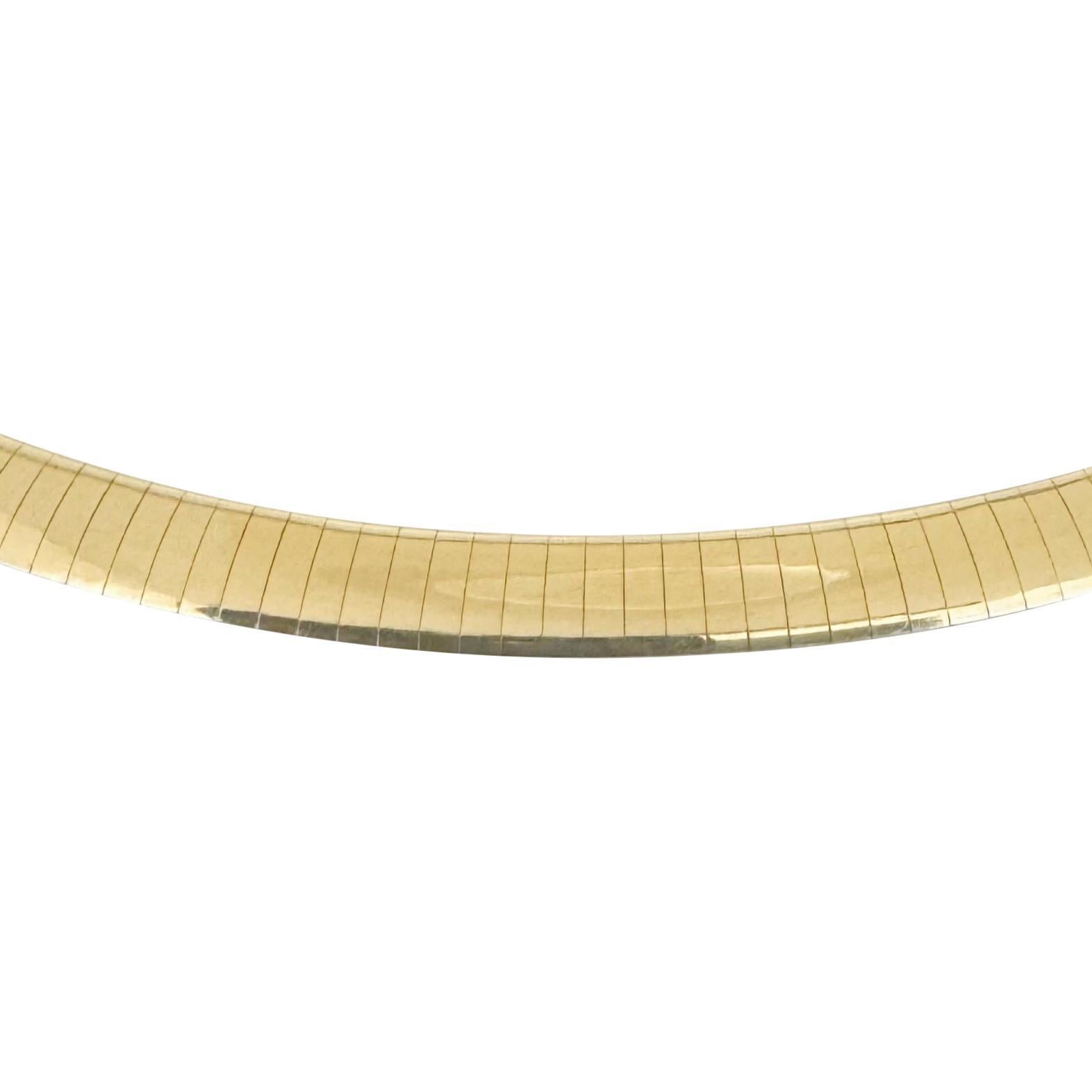 14k Yellow and White Gold 30g Reversible Solid 6mm Omega Necklace Italy 16