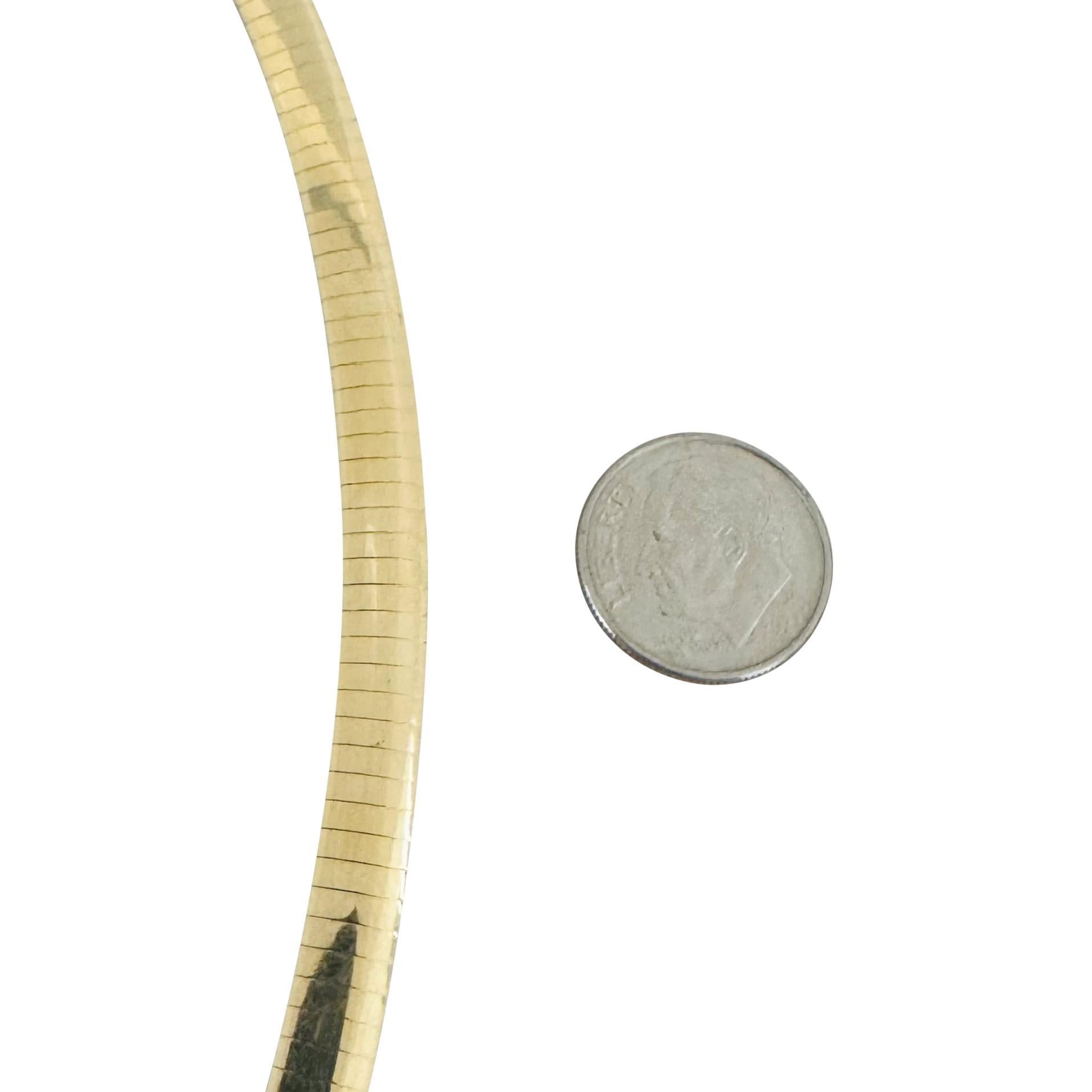 14k Yellow and White Gold 30g Reversible Solid 6mm Omega Necklace Italy 16