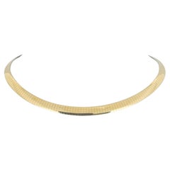 14k Yellow and White Gold 30g Reversible Solid 6mm Omega Necklace Italy 16"