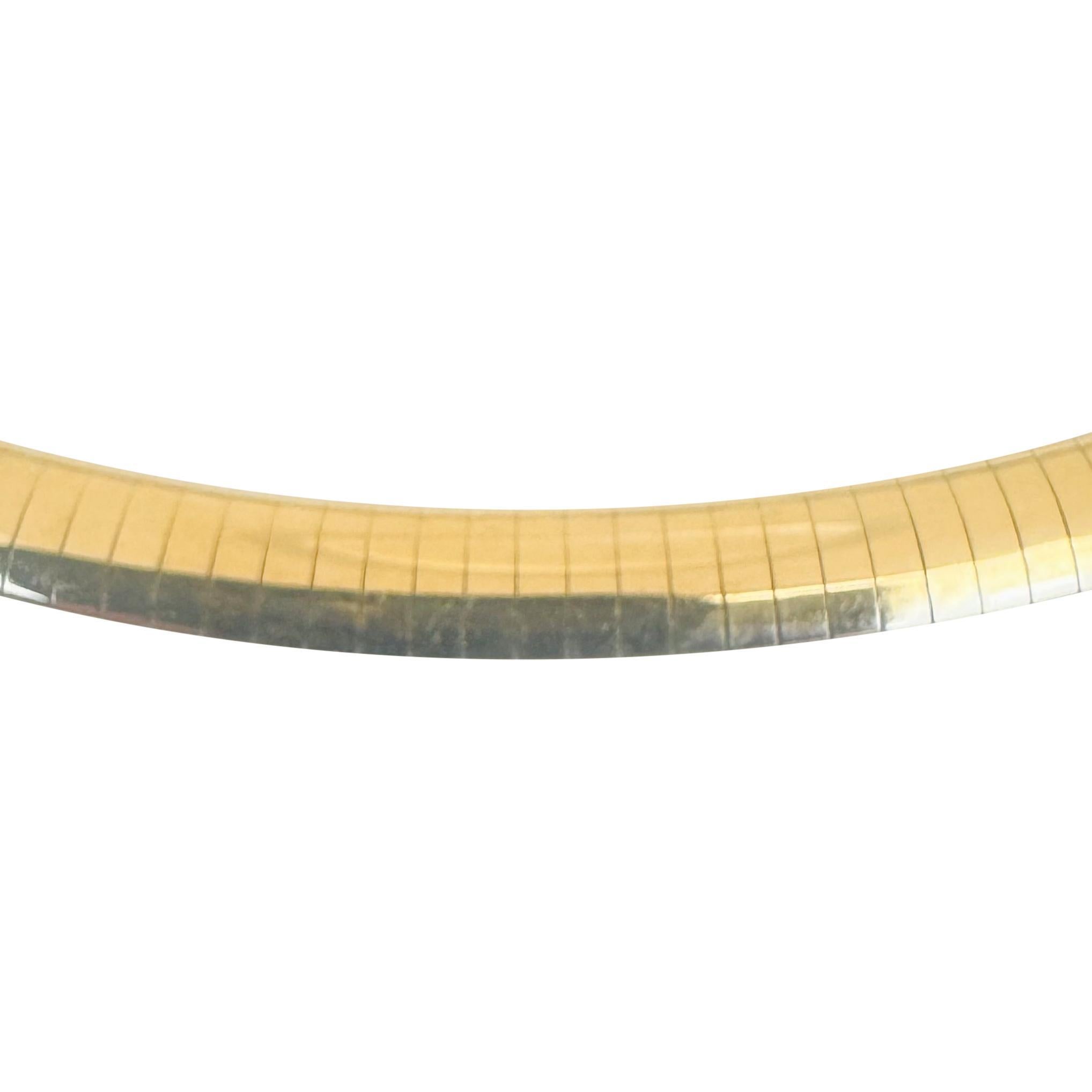 14k Yellow and White Gold 35.4g Reversible 6mm Omega Link Necklace Italy 16