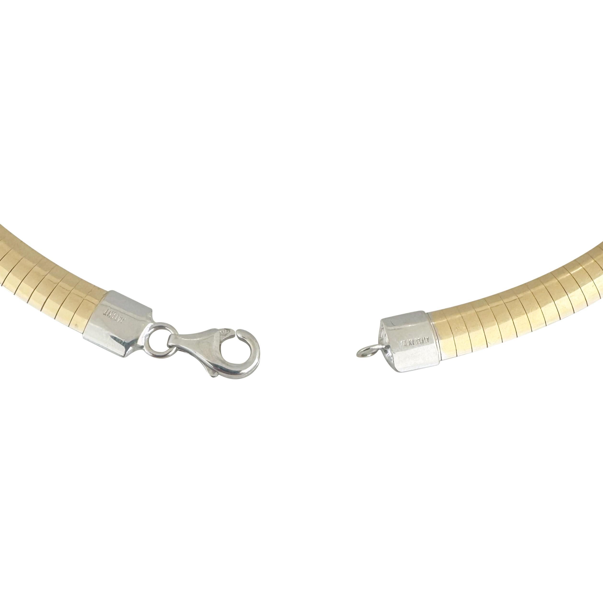 14k Yellow and White Gold 35.4g Reversible 6mm Omega Link Necklace Italy 16