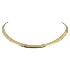 14k Yellow and White Gold 35.4g Reversible 6mm Omega Link Necklace Italy 16"