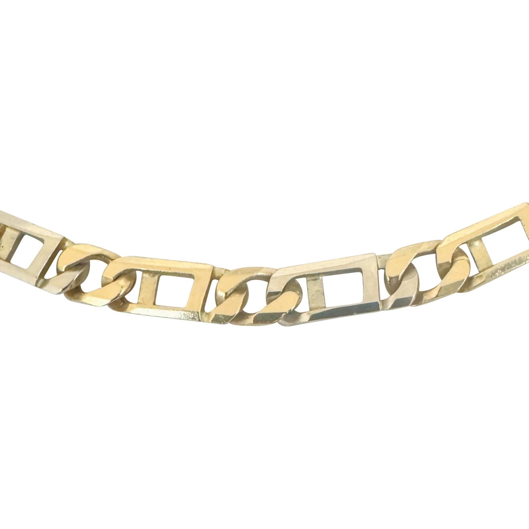 14k Yellow and White Gold 39g Fancy Figarucci Link Chain Necklace Italy 22