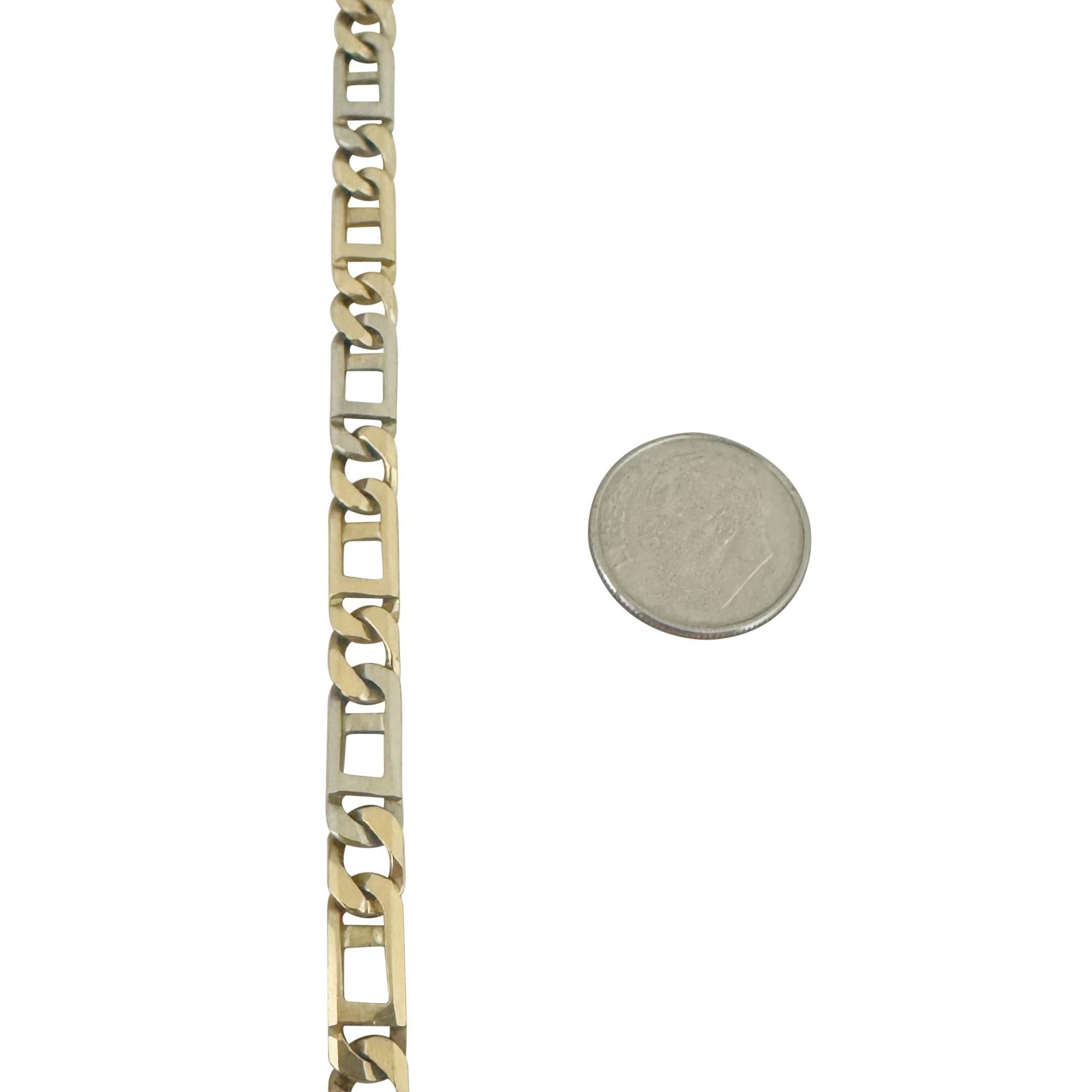 14k Yellow and White Gold 39g Fancy Figarucci Link Chain Necklace Italy 22