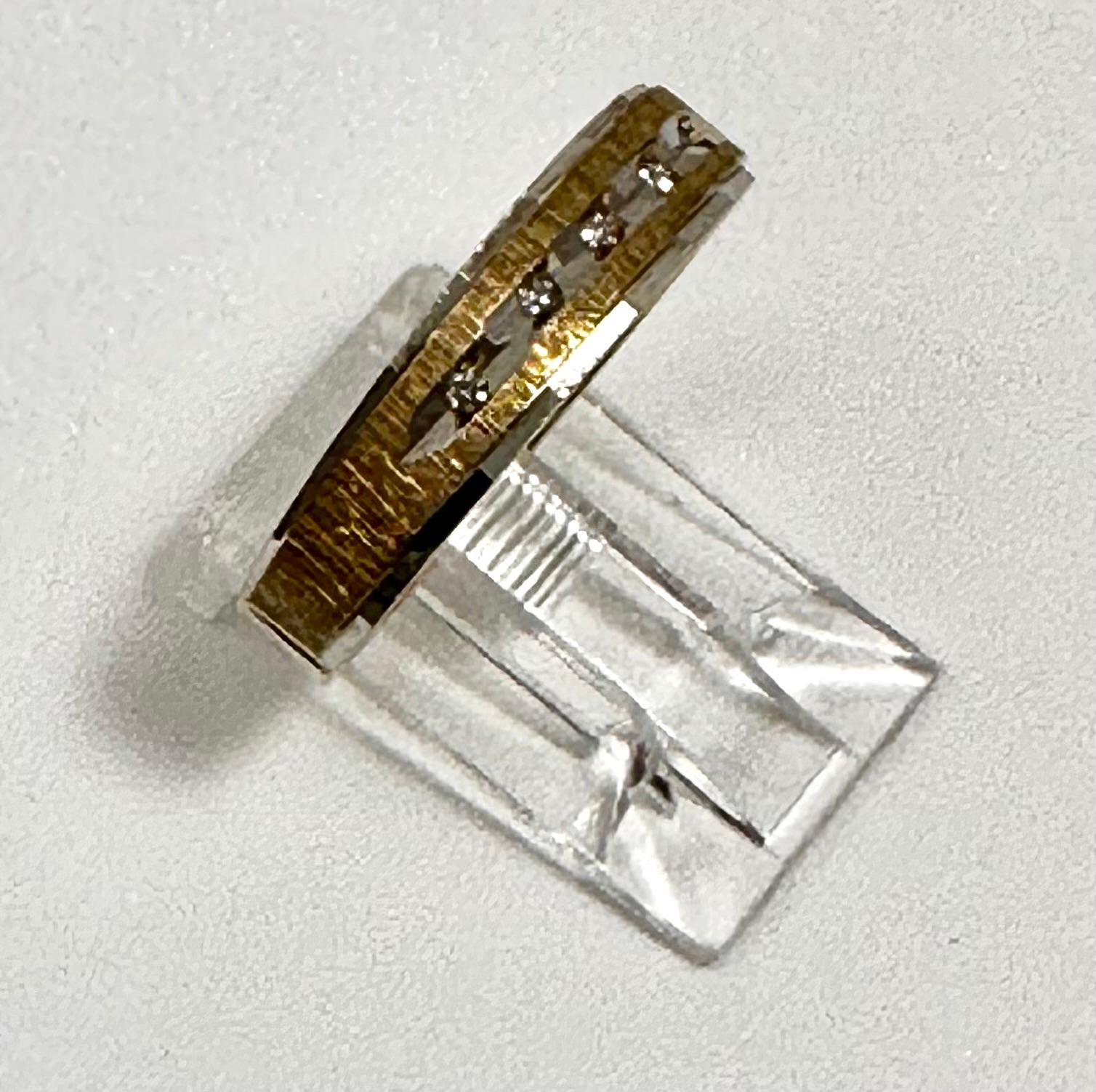 Artisan 14k Yellow and White Gold 5mm Wide Diamond Florentine Finish Band Ring Size 10