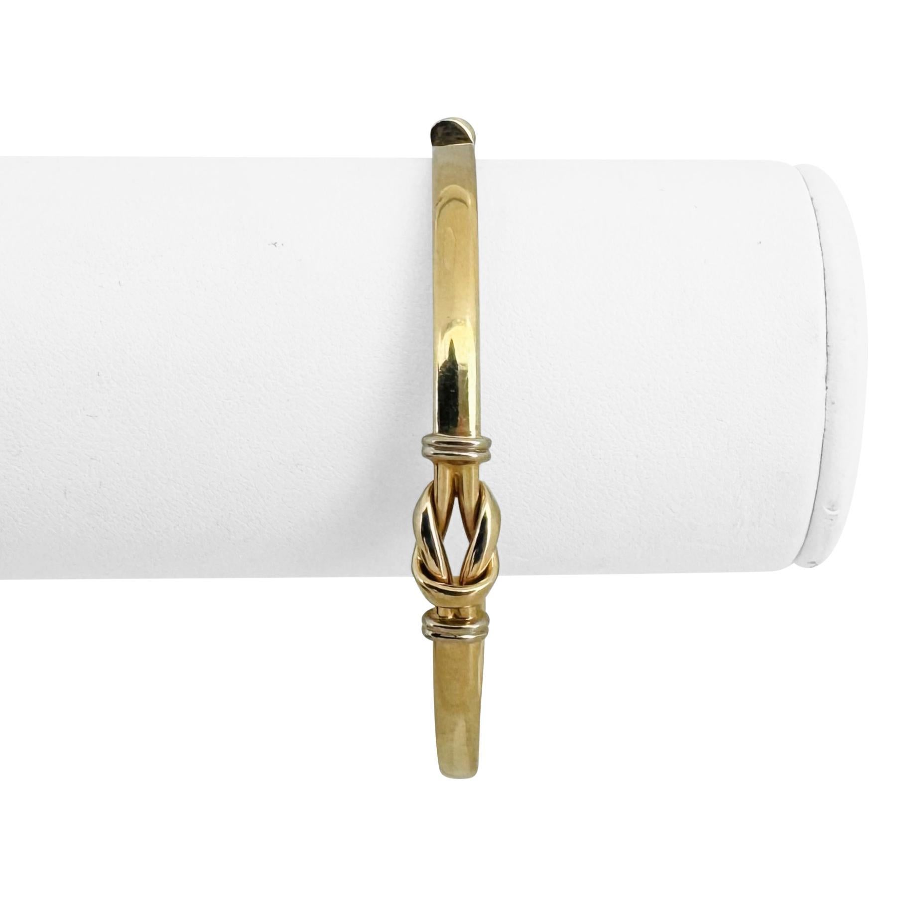 14k Yellow and White Gold 8.5g Ladies Knot Bangle Bracelet Italy 7