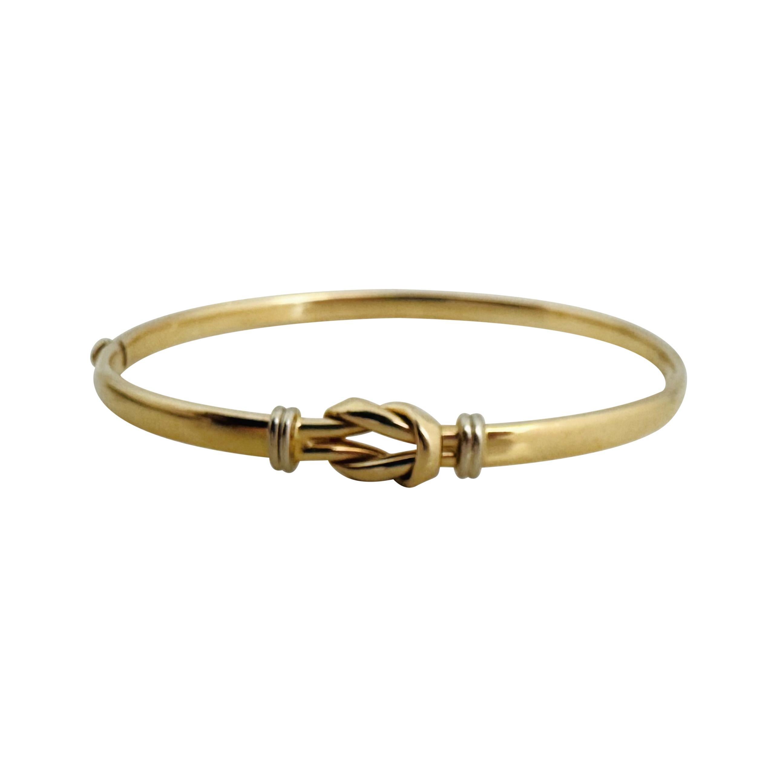 Women's 14k Yellow and White Gold 8.5g Ladies Knot Bangle Bracelet Italy 7