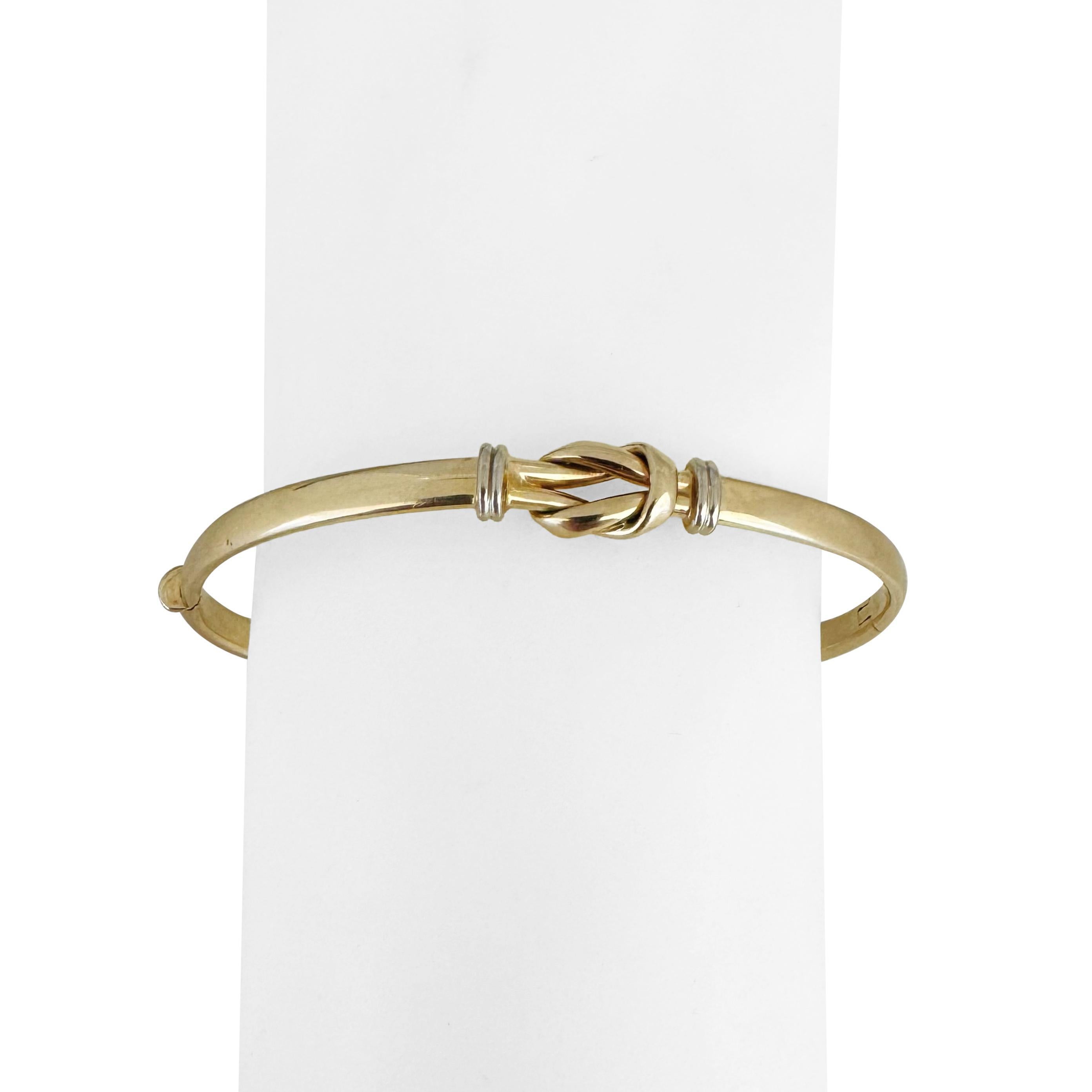 14k Yellow and White Gold 8.5g Ladies Knot Bangle Bracelet Italy 7