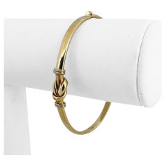 14k Yellow and White Gold 8.5g Ladies Knot Bangle Bracelet Italy 7"