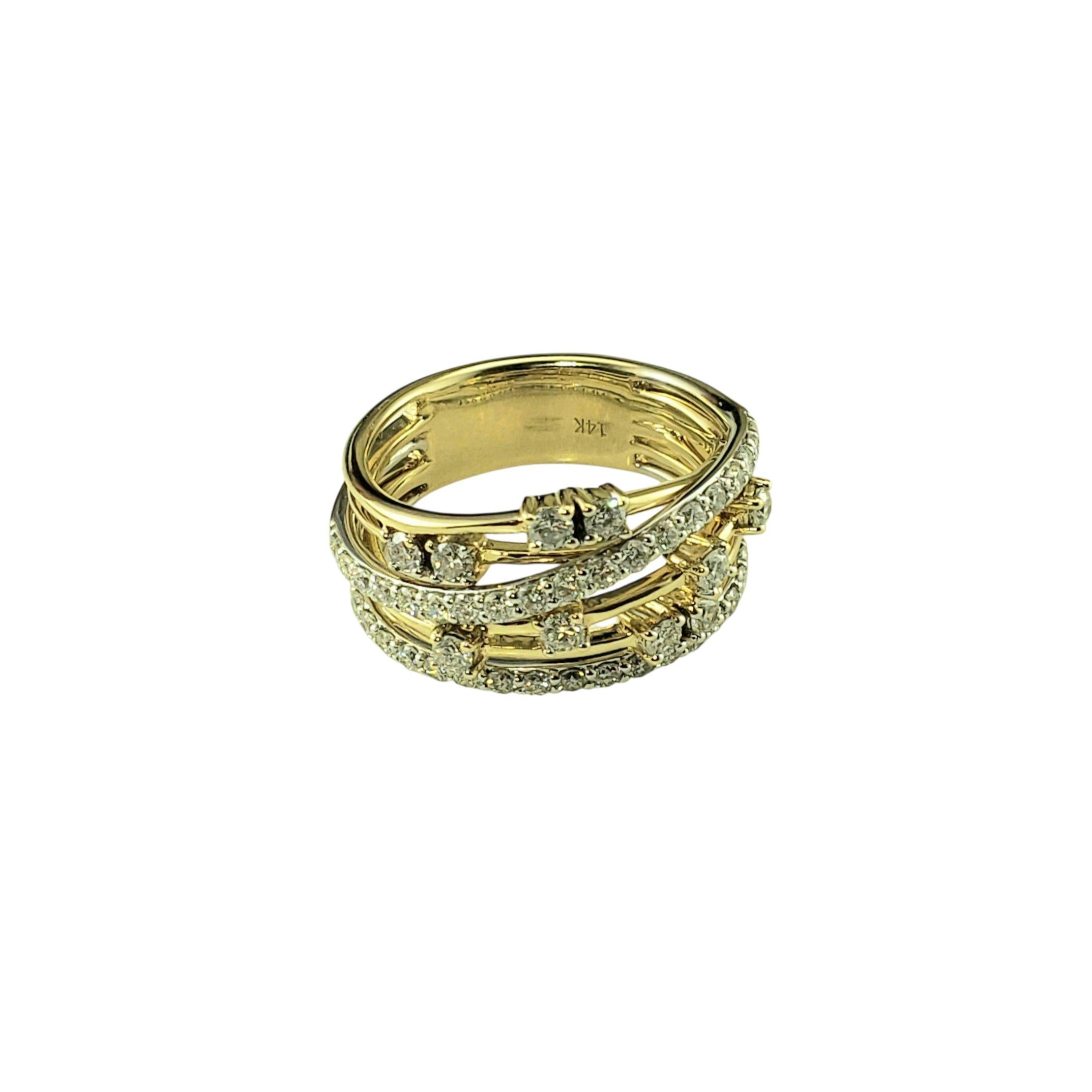 14K Yellow and White Gold and Diamond Multi-Band Ring Size 7

This sparkling 14K white and yellow gold ring features alternating rows of polished gold and diamond set bands, creating a striking layered effect. Versatile enough for both everyday wear