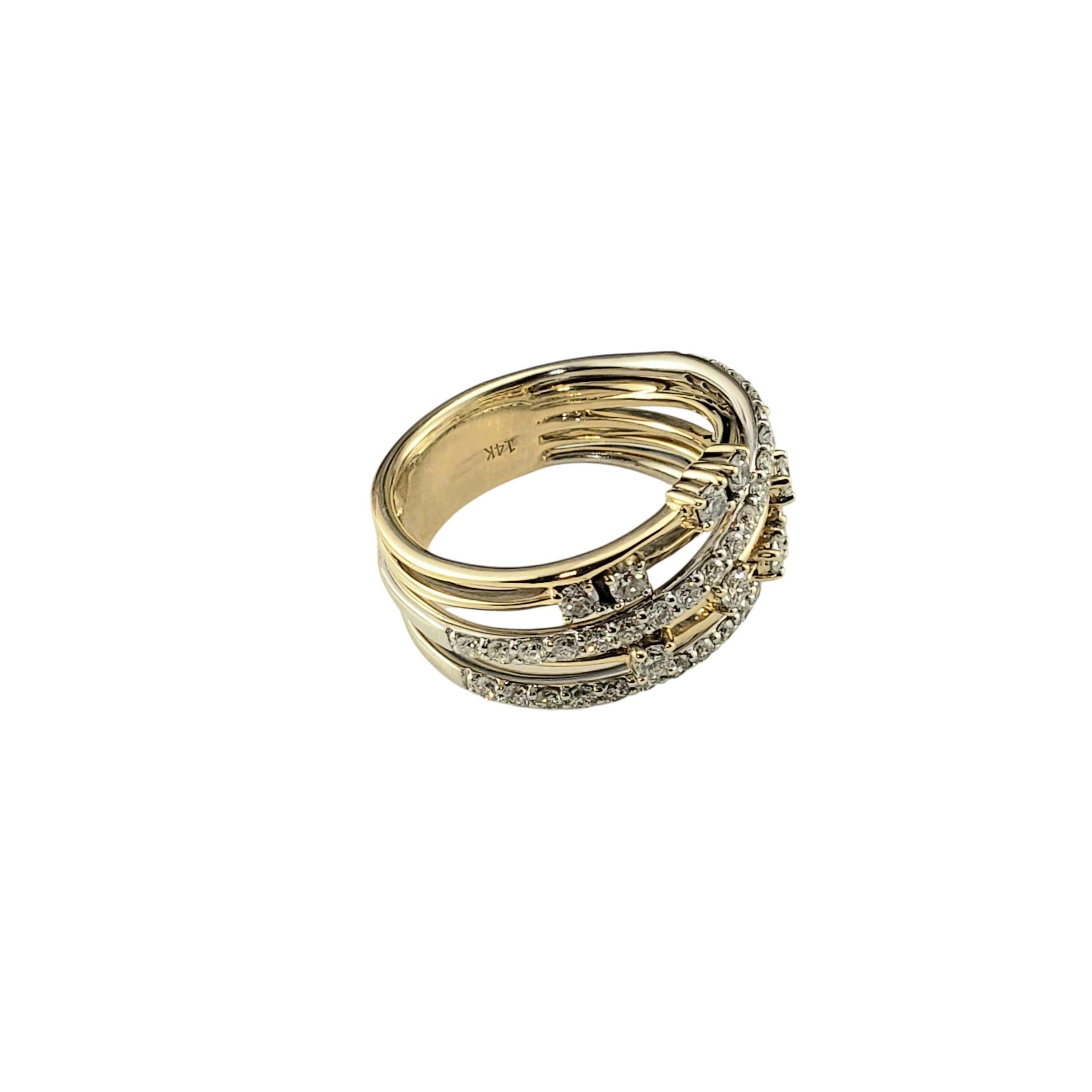 Contemporaneo 14K Yellow and White Gold and Diamond Multi-Band Ring Size 7 #23153 in vendita