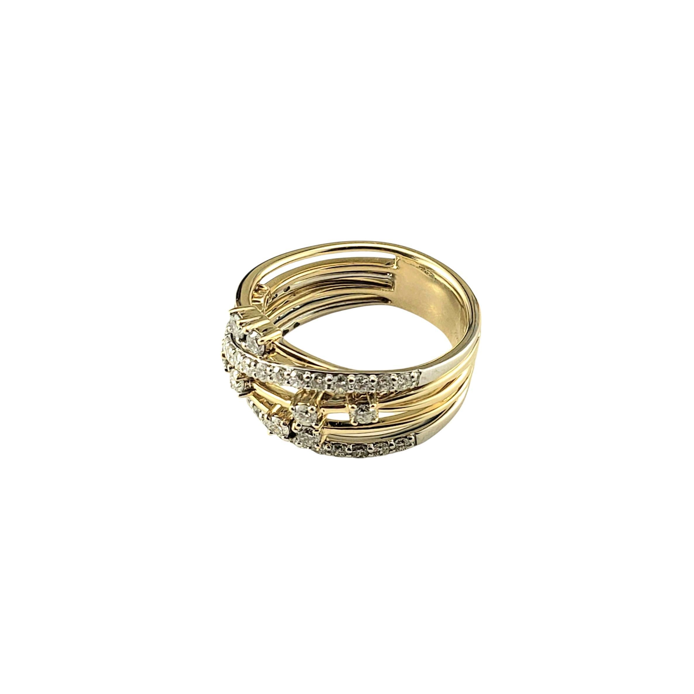 Taglio brillante 14K Yellow and White Gold and Diamond Multi-Band Ring Size 7 #23153 in vendita