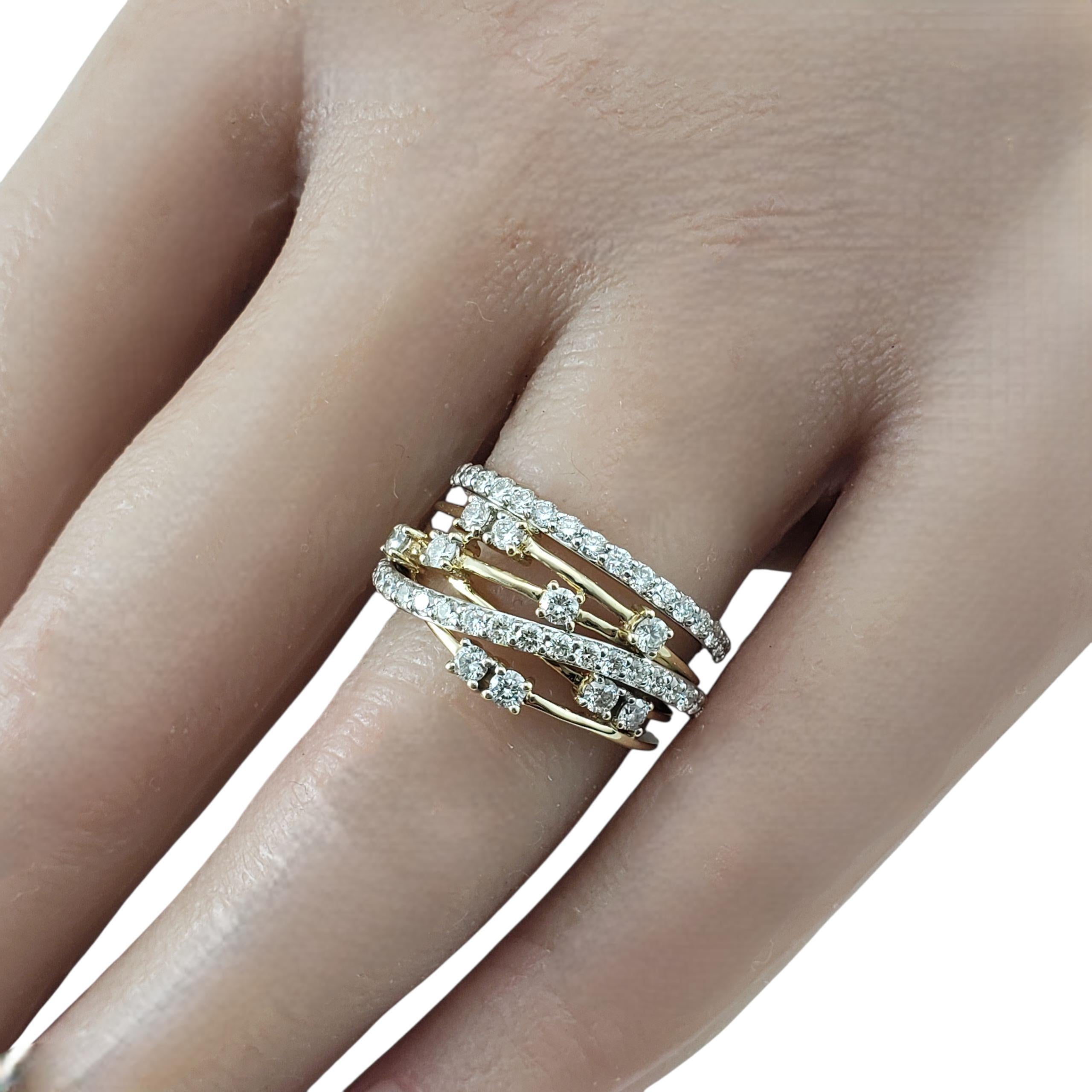 14K Yellow and White Gold and Diamond Multi-Band Ring Size 7 #23153 in vendita 1