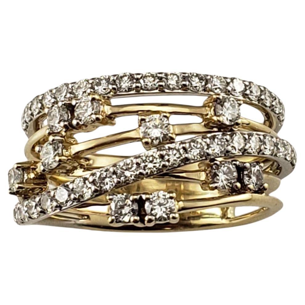 14K Yellow and White Gold and Diamond Multi-Band Ring Size 7 #23153