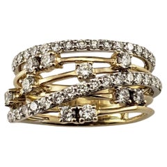 14K Yellow and White Gold and Diamond Multi-Band Ring Size 7 #23153