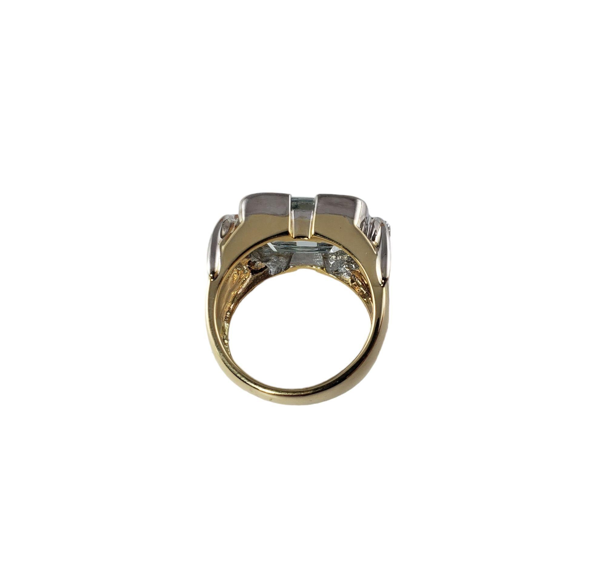 14k Gelb und Weißgold Aquamarin und Diamant-Ring #13906 im Angebot 5