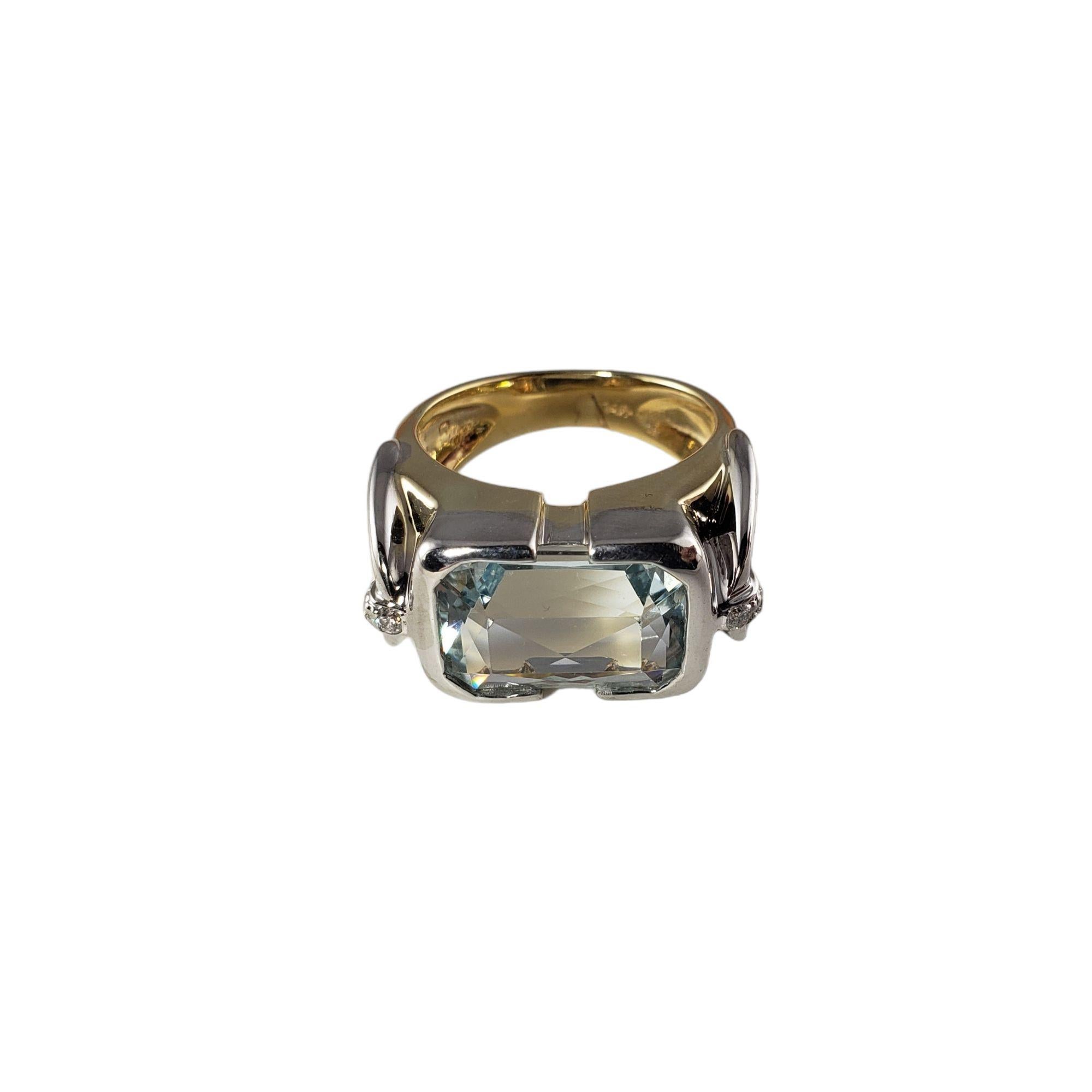 14k Gelb und Weißgold Aquamarin und Diamant-Ring #13906 im Zustand „Gut“ im Angebot in Washington Depot, CT